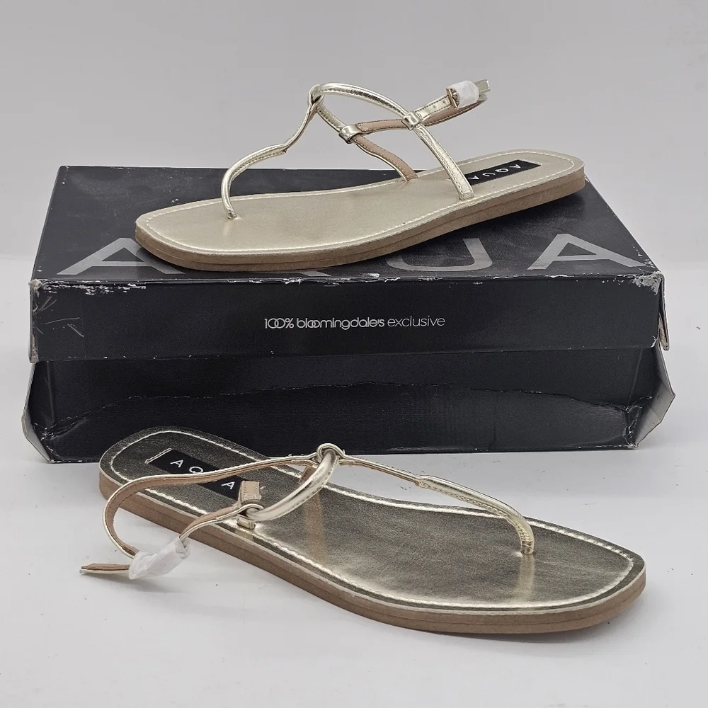 Aqua Zen Strappy Sandals | Metallic Gold | Women’s Size 6.5 | New in Box
